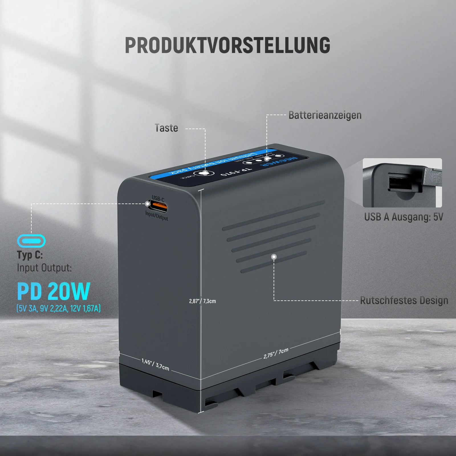 NEEWER TP-F970 10500mAh Ersatz für Akku NP-F970 mit PD 20W Schnellladung – Bild 6