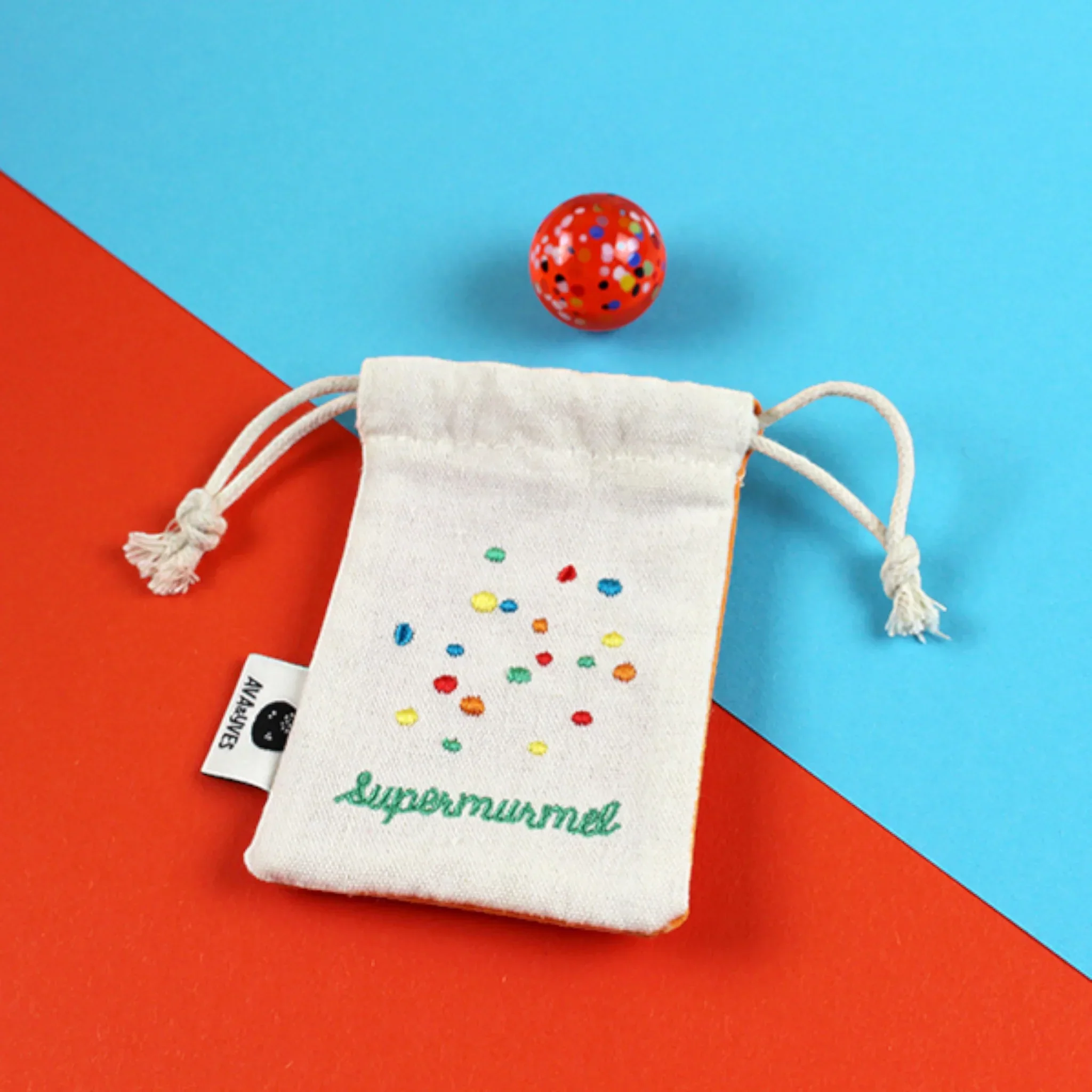 ava&yves - Supermurmel Orange aus Muranoglas - Konfetti-Steinchen in Stoffbeutel – Bild 4