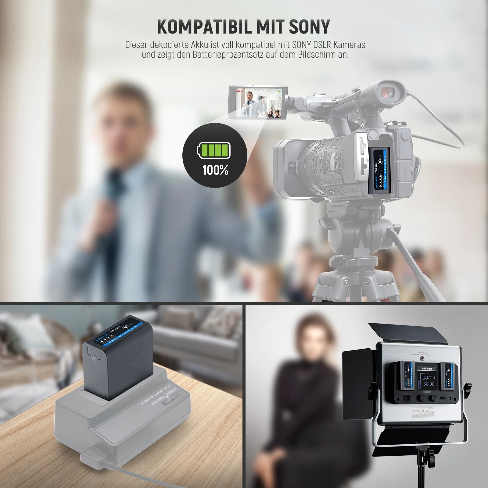 NEEWER TP-F970 10500mAh Ersatz für Akku NP-F970 mit PD 20W Schnellladung – Bild 4