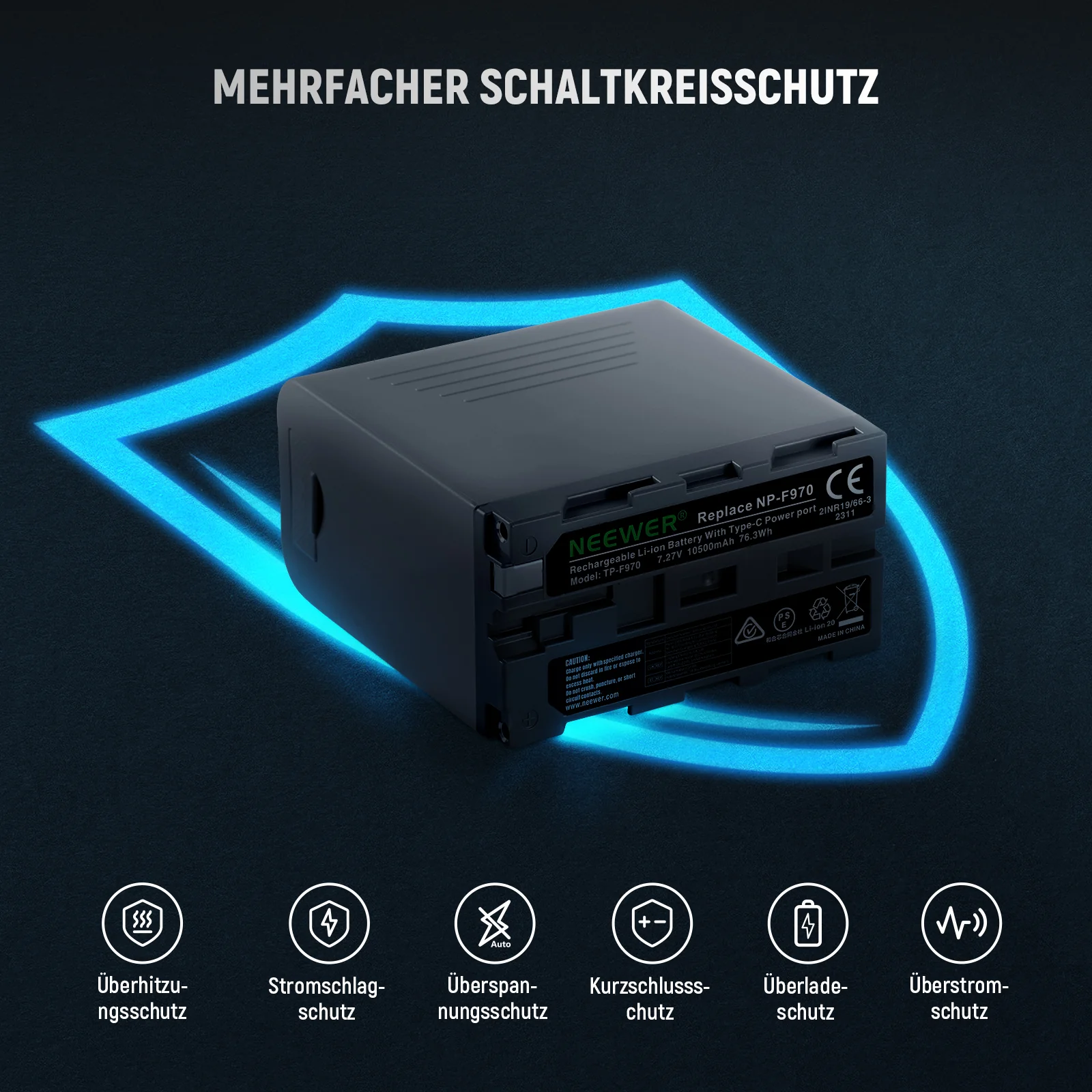 NEEWER TP-F970 10500mAh Ersatz für Akku NP-F970 mit PD 20W Schnellladung – Bild 9