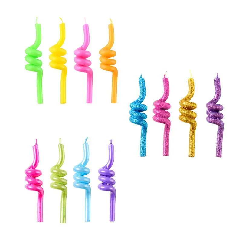 BF Swirly-Kerzen-Set 8-teilig – Glitzer, Neon & Metallic – Bild 3