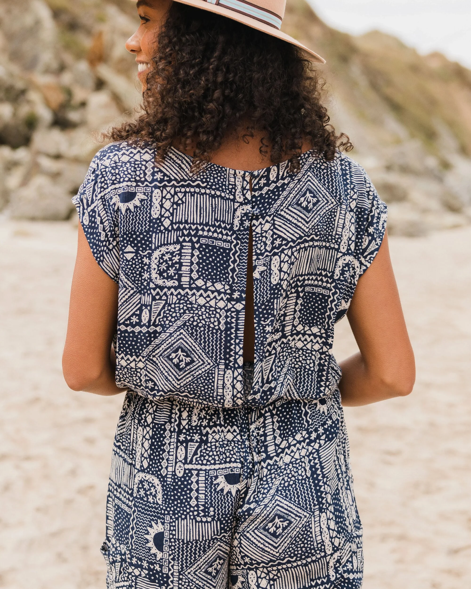 Thimbleberry Jumpsuit - Vintage Patchwork Marineblau – Bild 5