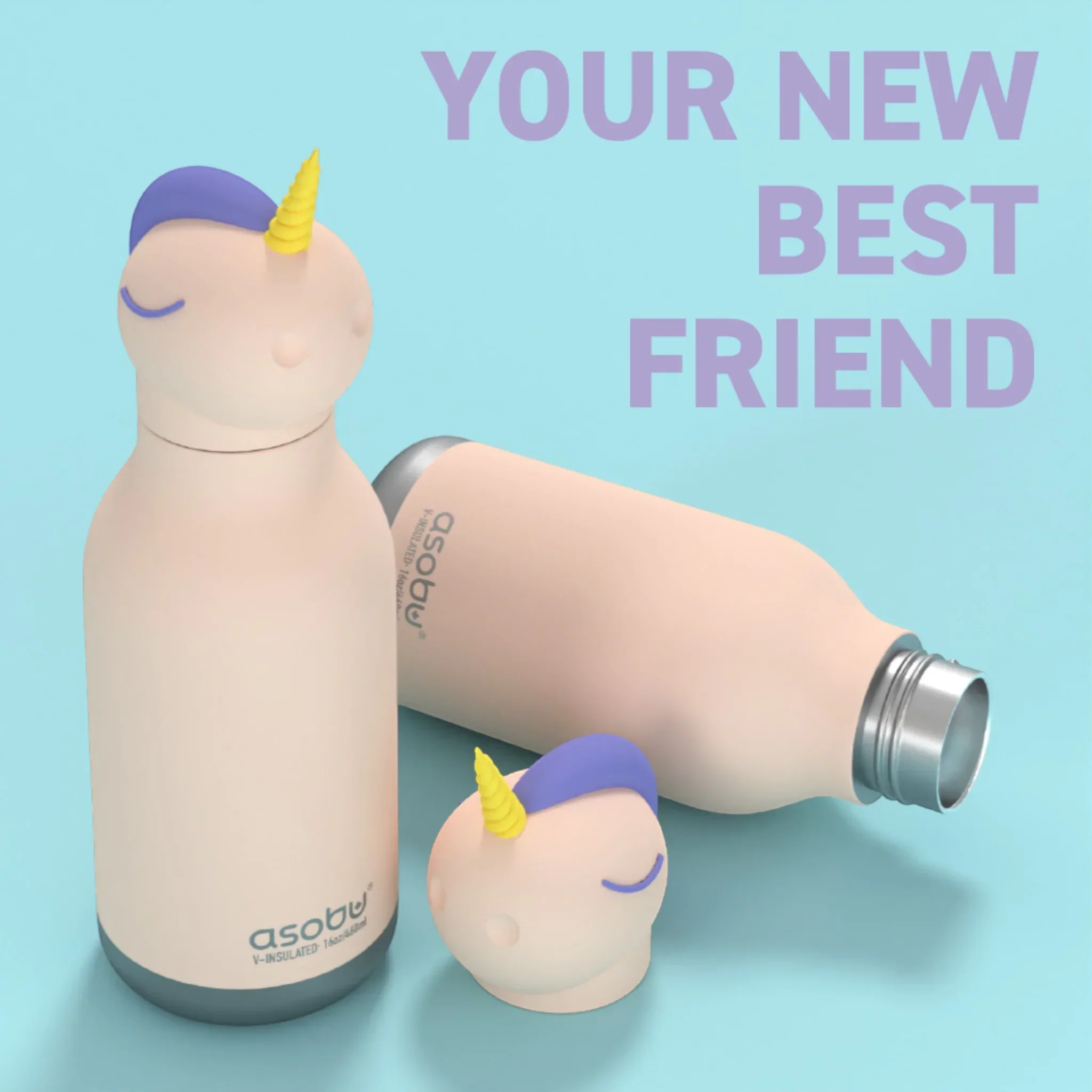 Asobu Bestie Einhorn Trinkflasche - 460ml Edelstahl – Bild 3
