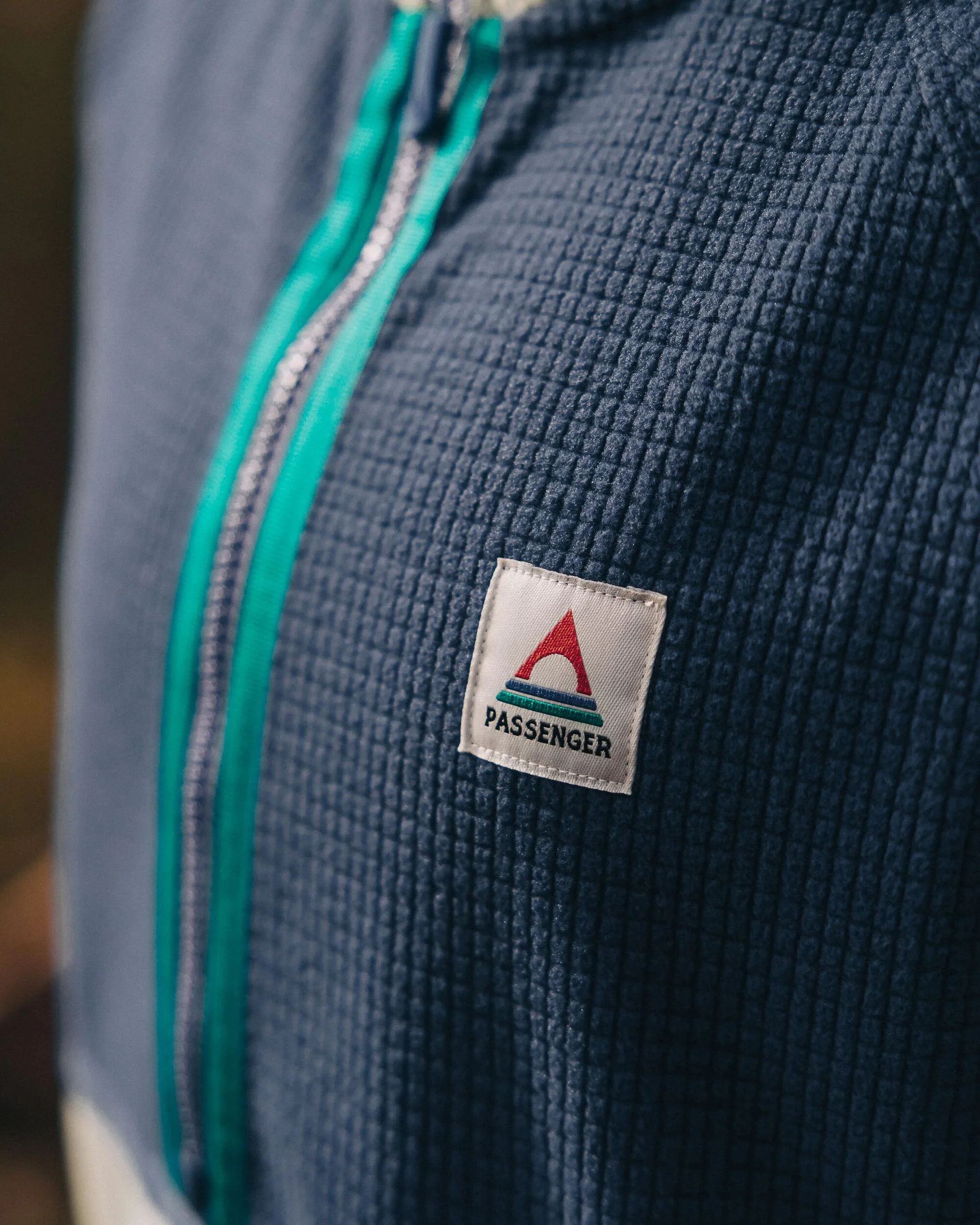 Off Trail Gitter-Polarfleece - Pistazie/Dunkelblau – Bild 6