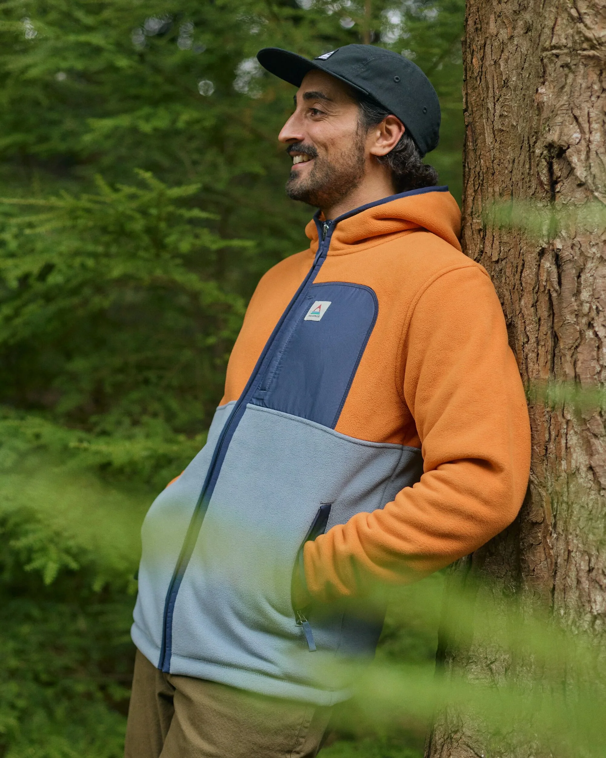 Loch Polar Kapuzen-Fleece - Sunset Orange / Sturmgrau – Bild 5