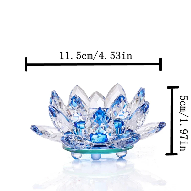 Handgefertigte Kristall Lotus Kerzenhalter – Glas Teelichthalter für Buddhistische Ausstattung & Wohndekoration – Bild 9