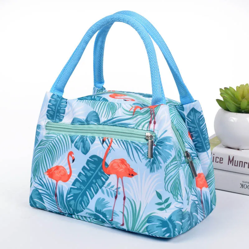 Flamingo Picknick Lunch Tasche – Tragbare Isolierte Kühltasche für Damen | Wasserdichte Thermo Lunchbox mit Reißverschluss für Strand, Schule & Reisen – Bild 5