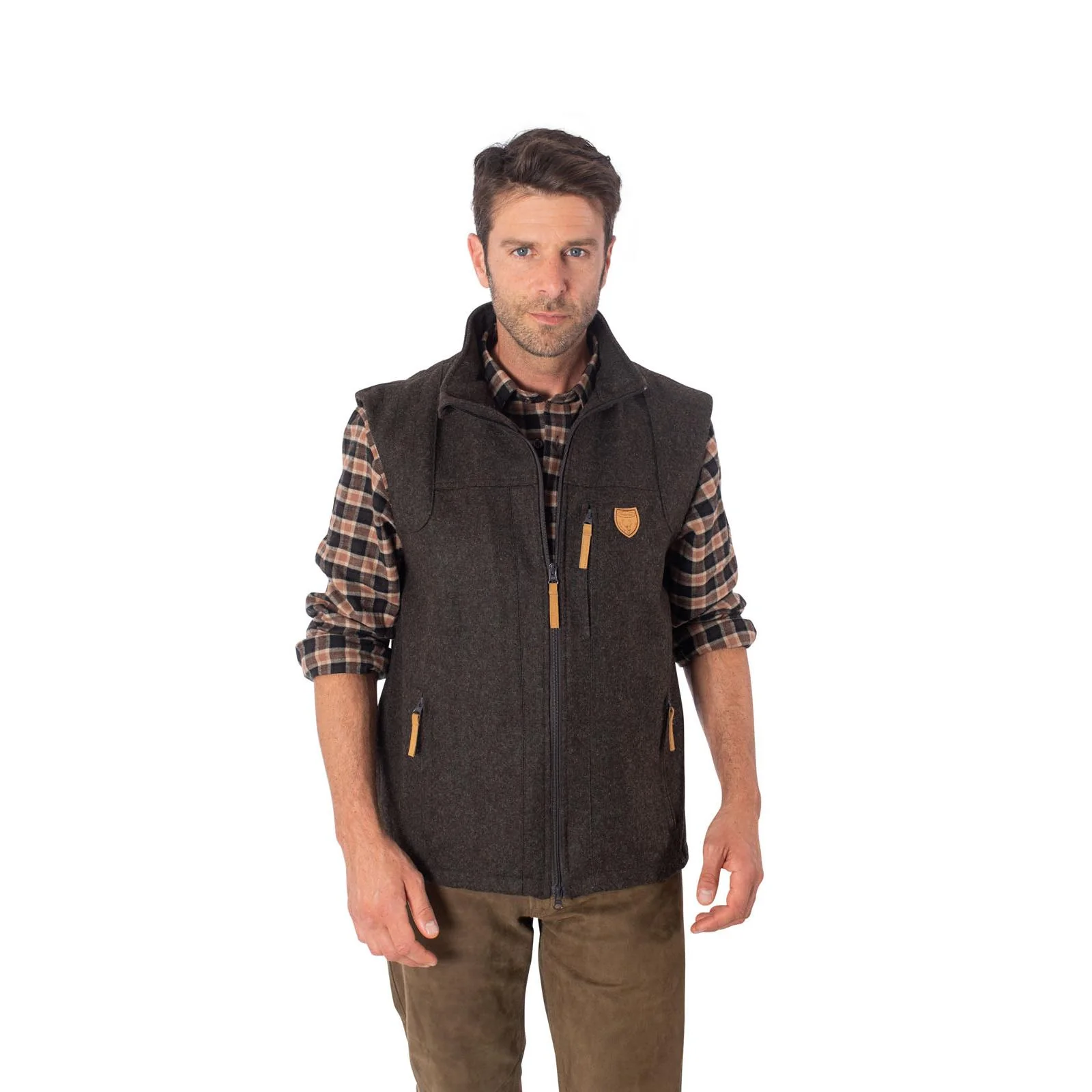 HUBERTUS Lodenweste PASSAU dunkelbraun Herrenweste Trachtenweste Weste – Bild 3