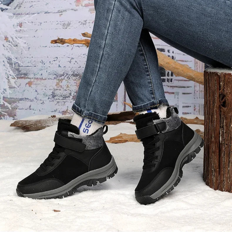 Gefütterte Winterstiefel für Herren – Wasserdichte Outdoor Schneestiefel | Rutschfeste Kurzschaft-Bergschuhe mit Warmem Fleecefutter – Bild 8