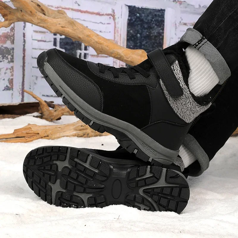 Gefütterte Winterstiefel für Herren – Wasserdichte Outdoor Schneestiefel | Rutschfeste Kurzschaft-Bergschuhe mit Warmem Fleecefutter – Bild 5