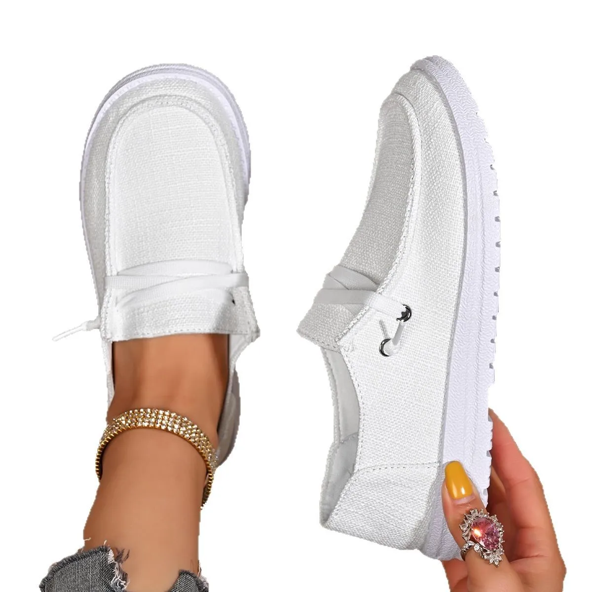 Damen Sportschuhe – Modische Flache Sneaker | Bequeme Freizeitschuhe für Jeden Tag – Bild 4