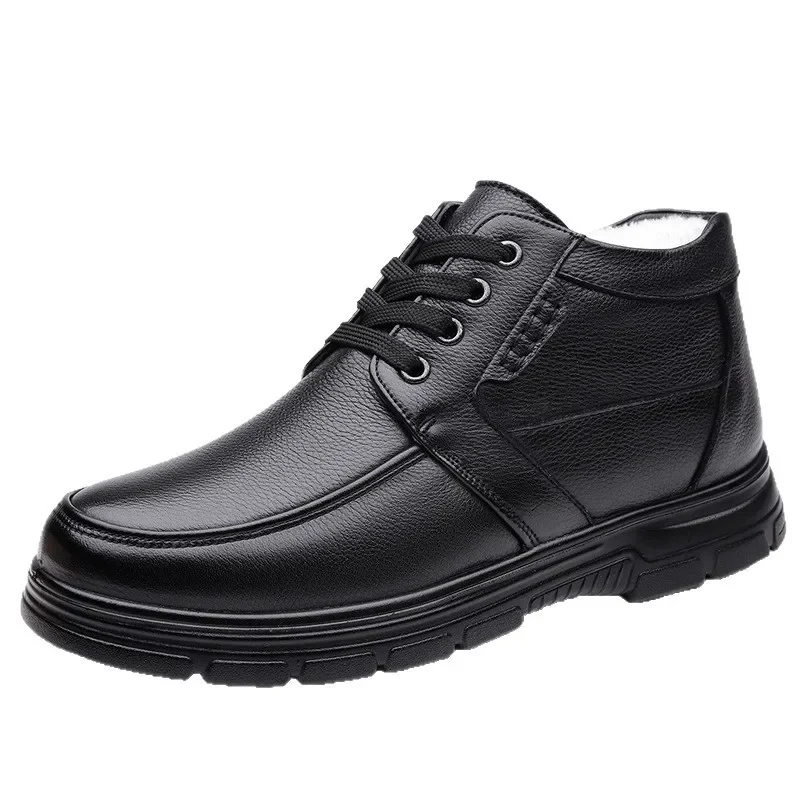 Herren Winterstiefel aus Echtem Leder – Gefütterte Slip-On Schuhe mit Fleecefutter | Warme Business- & Freizeitstiefel mit Weicher Sohle – Bild 6