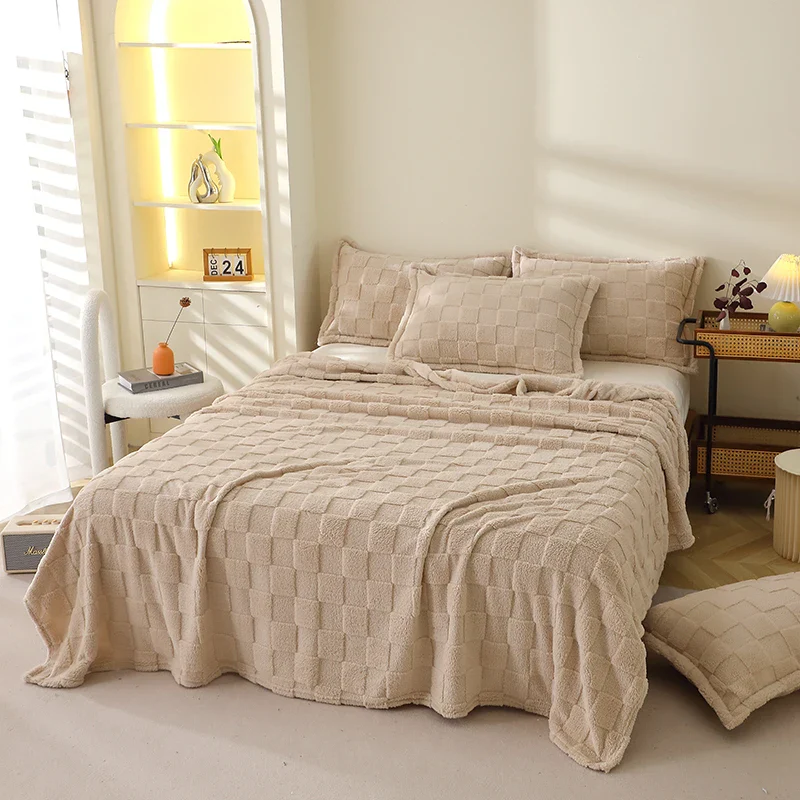 Karierte Weiche Taffeta Fleece Decke – Flauschiger Einfarbiger Bettbezug & Überwurf für Sofa, Bett, Erwachsene, Kinder & Haustiere – Bild 3