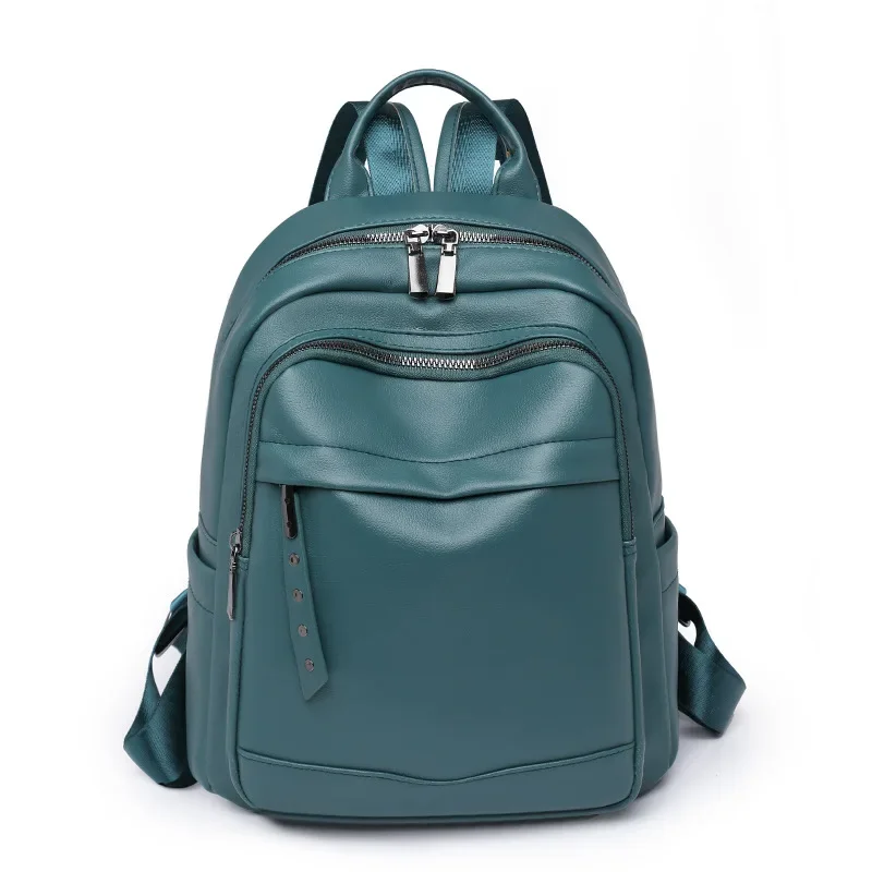 Damen Rucksack aus Weichem Leder | Casual Reise- & Outdoor-Tasche | Frühling & Sommer Modetrend | PU Einfarbig Freizeit Schultertasche – Bild 4