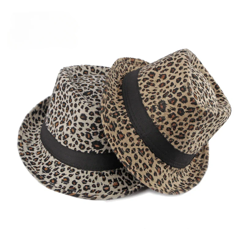 Herbst & Winter Damen Hut – Jazzhut, Britischer Retro Gentleman Fedora, Herren Leopard Tier Partyhut – Bild 3