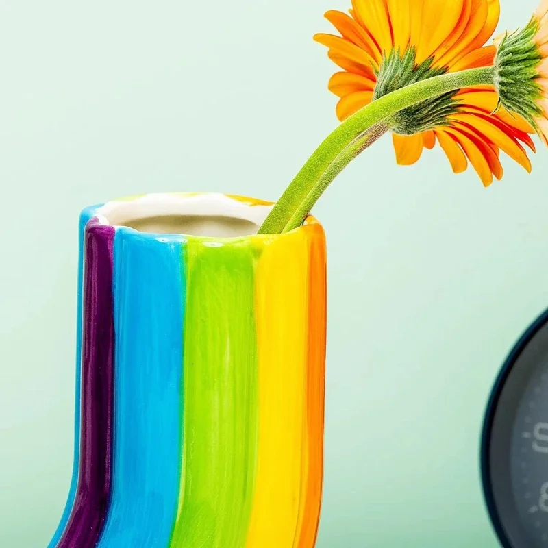 Kreative Regenbogen U-Form Vase – Resin Vase für Trockenblumen | Moderne Schlichte Aesthetic Wohndeko Ornament – Bild 8