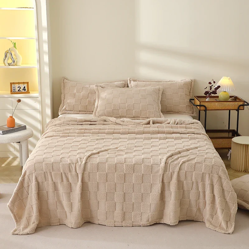 Karierte Weiche Taffeta Fleece Decke – Flauschiger Einfarbiger Bettbezug & Überwurf für Sofa, Bett, Erwachsene, Kinder & Haustiere – Bild 8