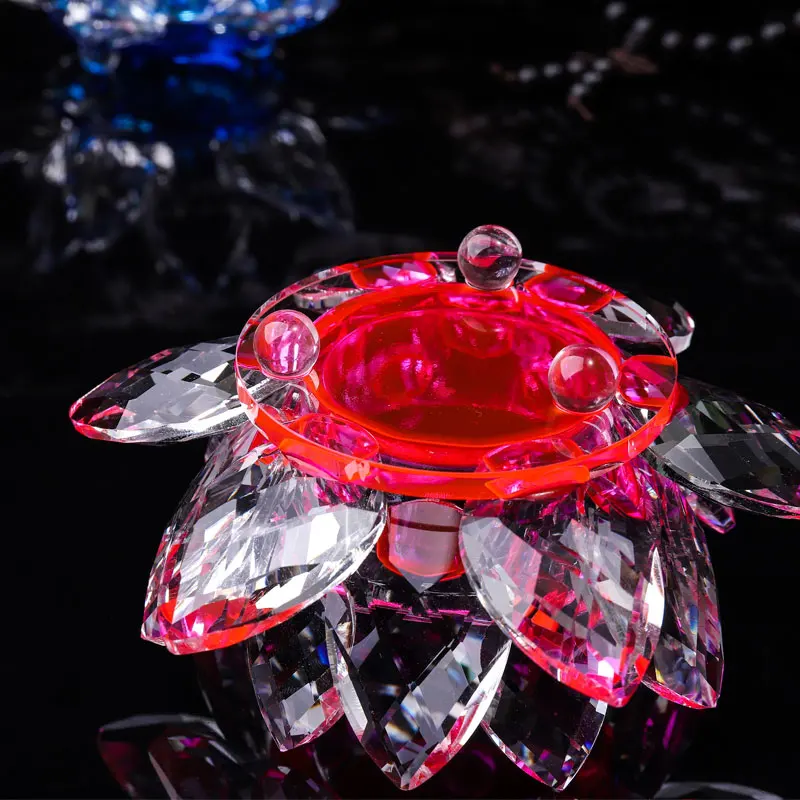 Handgefertigte Kristall Lotus Kerzenhalter – Glas Teelichthalter für Buddhistische Ausstattung & Wohndekoration – Bild 5