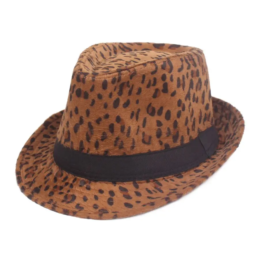 Herbst & Winter Damen Hut – Jazzhut, Britischer Retro Gentleman Fedora, Herren Leopard Tier Partyhut – Bild 6