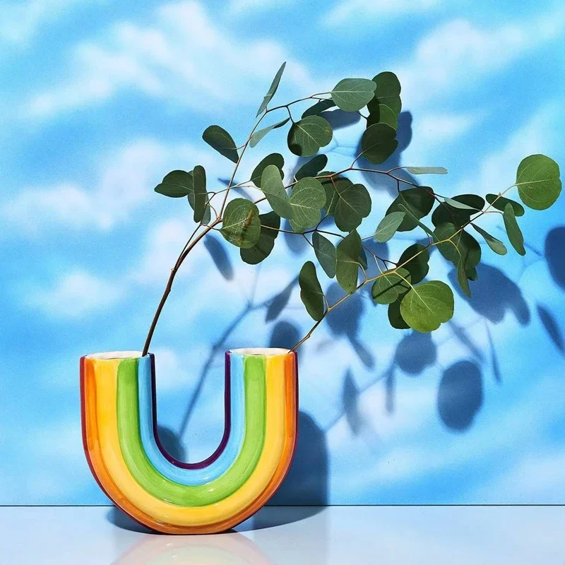 Kreative Regenbogen U-Form Vase – Resin Vase für Trockenblumen | Moderne Schlichte Aesthetic Wohndeko Ornament – Bild 9