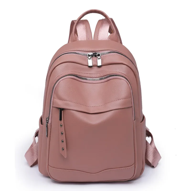 Damen Rucksack aus Weichem Leder | Casual Reise- & Outdoor-Tasche | Frühling & Sommer Modetrend | PU Einfarbig Freizeit Schultertasche – Bild 3
