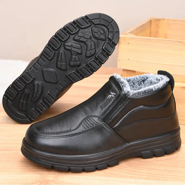 Herren Winterstiefel aus Leder – Wasserdicht & Rutschfest | Gefütterte Warme Baumwoll-Stiefeletten für Arbeit & Outdoor – Bild 6