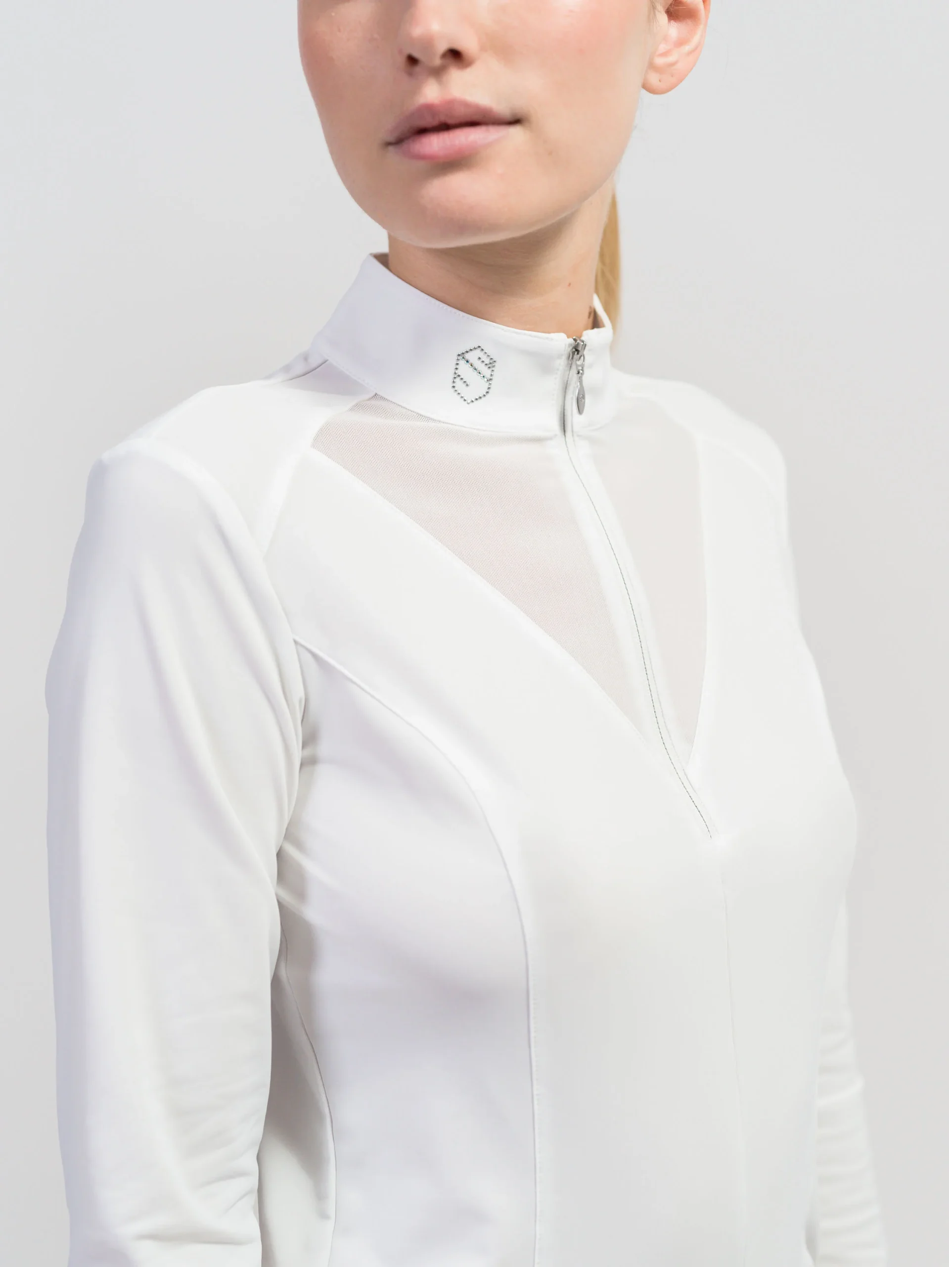 Samshield Damen Langarmshirt Jordana - weiß ton in ton & schwarz/champagne – Bild 5