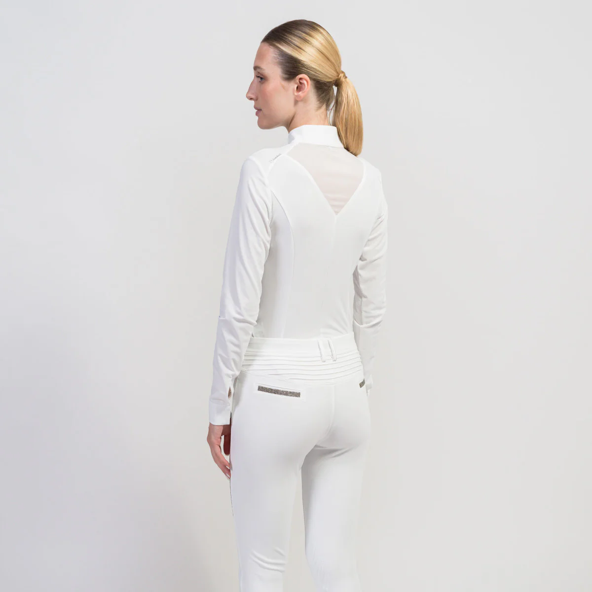 Samshield Damen Langarmshirt Jordana - weiß ton in ton & schwarz/champagne – Bild 4