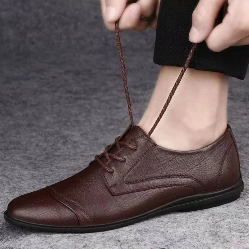 Herren Lederschuhe mit Spitzem Design – Schwarze Weiche Freizeitschuhe | Elegante Retro-Businessschuhe für Sommer & Alltag – Bild 6
