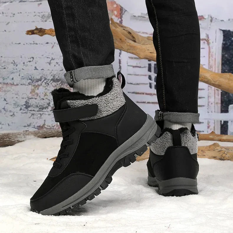Gefütterte Winterstiefel für Herren – Wasserdichte Outdoor Schneestiefel | Rutschfeste Kurzschaft-Bergschuhe mit Warmem Fleecefutter – Bild 7