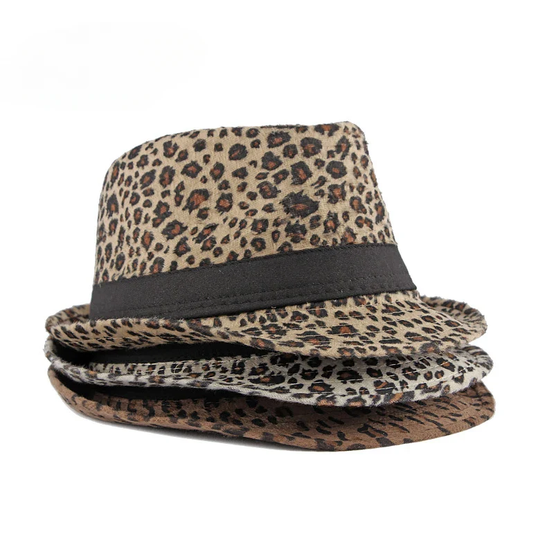 Herbst & Winter Damen Hut – Jazzhut, Britischer Retro Gentleman Fedora, Herren Leopard Tier Partyhut – Bild 4