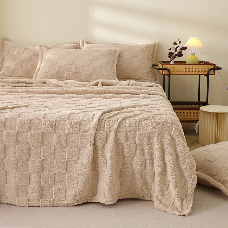 Karierte Weiche Taffeta Fleece Decke – Flauschiger Einfarbiger Bettbezug & Überwurf für Sofa, Bett, Erwachsene, Kinder & Haustiere – Bild 9