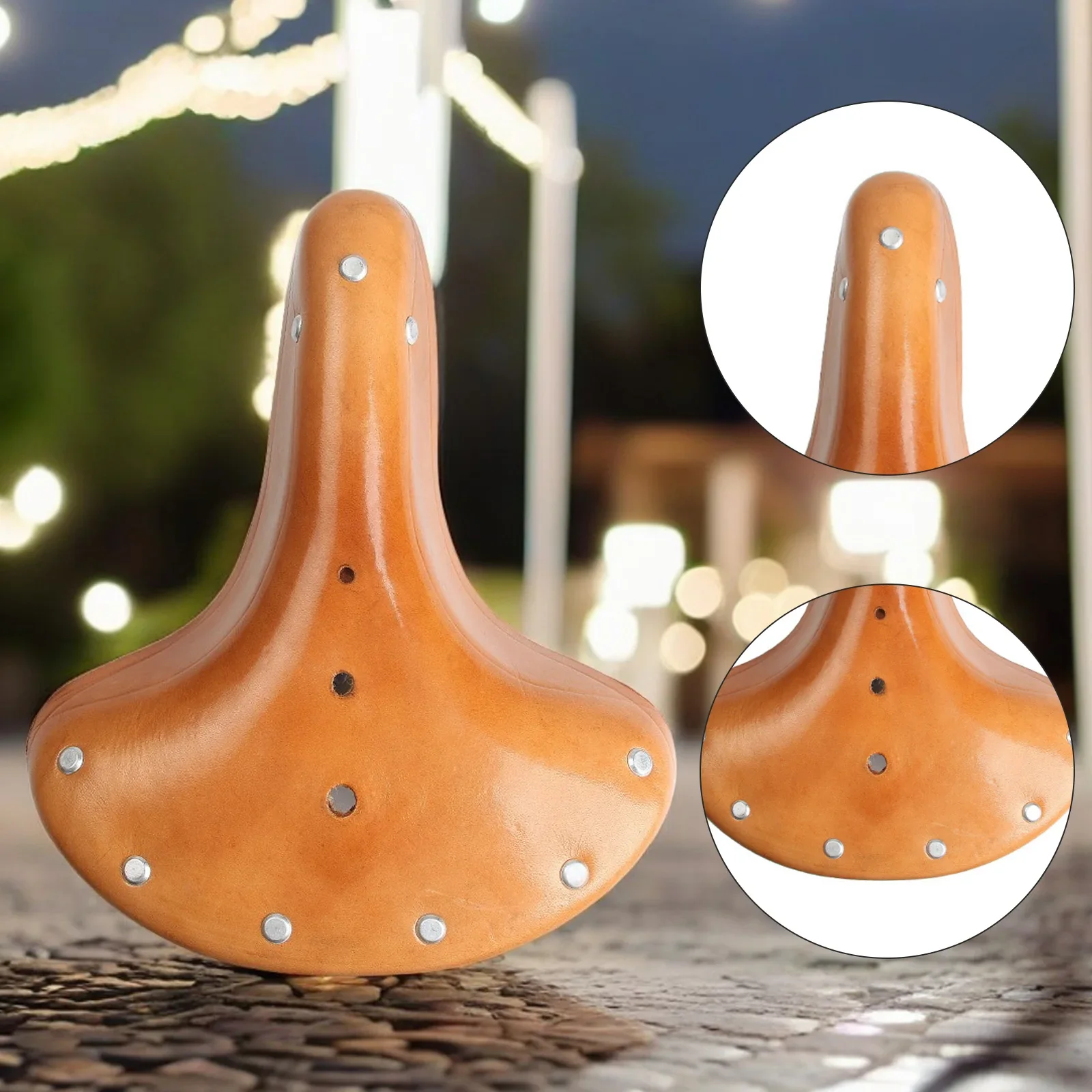 Brauner Vintage Fahrradsattel – Klassischer Kuhleder Sattel mit Federn | Retro Komfortsattel für City- & Rennräder – Bild 5