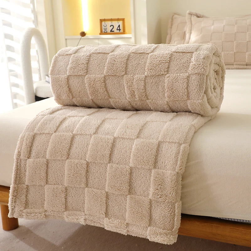 Karierte Weiche Taffeta Fleece Decke – Flauschiger Einfarbiger Bettbezug & Überwurf für Sofa, Bett, Erwachsene, Kinder & Haustiere – Bild 7