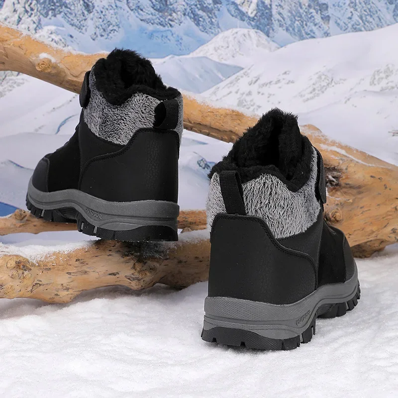 Gefütterte Winterstiefel für Herren – Wasserdichte Outdoor Schneestiefel | Rutschfeste Kurzschaft-Bergschuhe mit Warmem Fleecefutter – Bild 4