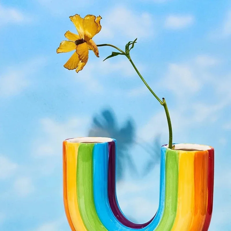 Kreative Regenbogen U-Form Vase – Resin Vase für Trockenblumen | Moderne Schlichte Aesthetic Wohndeko Ornament – Bild 5