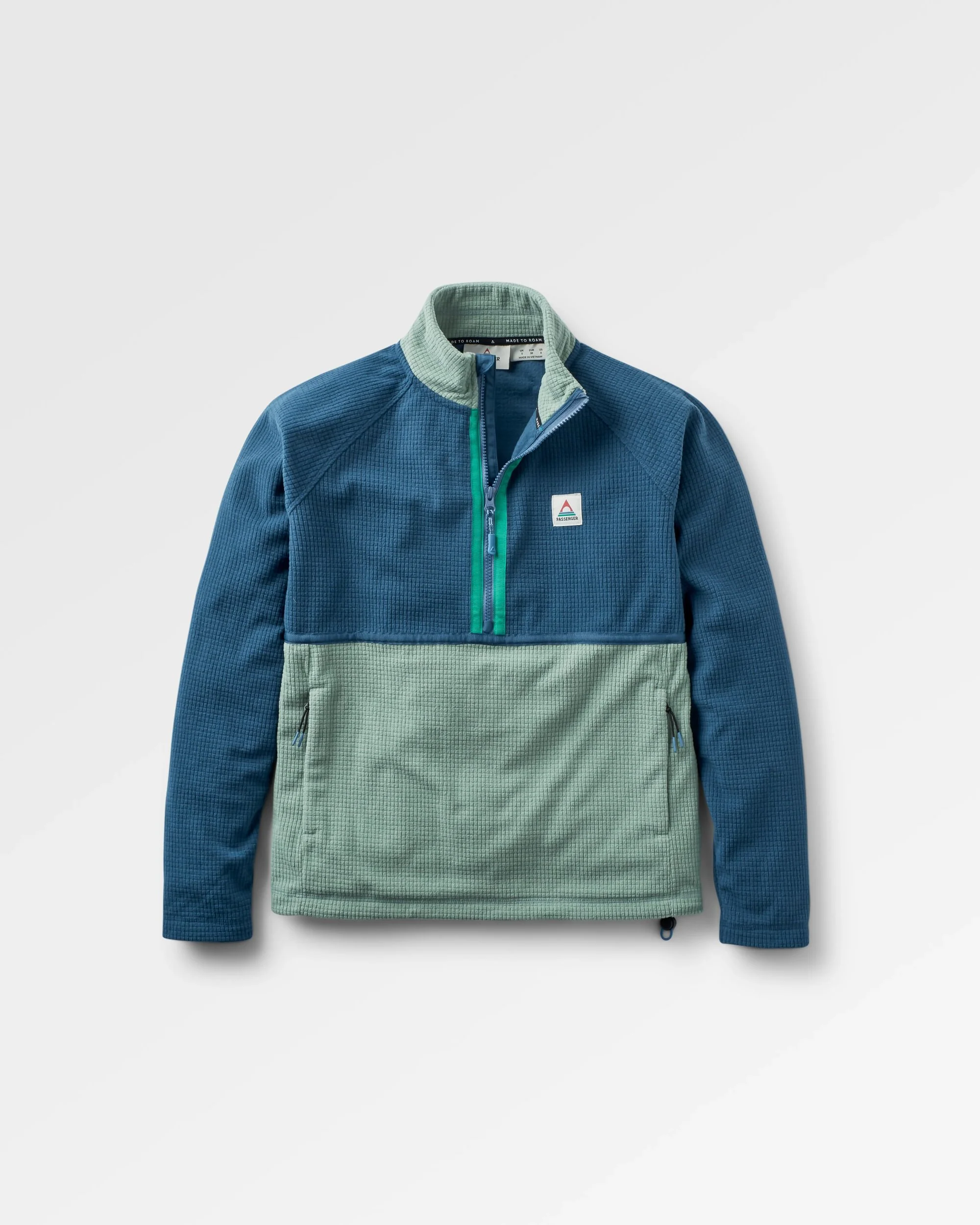 Off Trail Gitter-Polarfleece - Pistazie/Dunkelblau – Bild 3