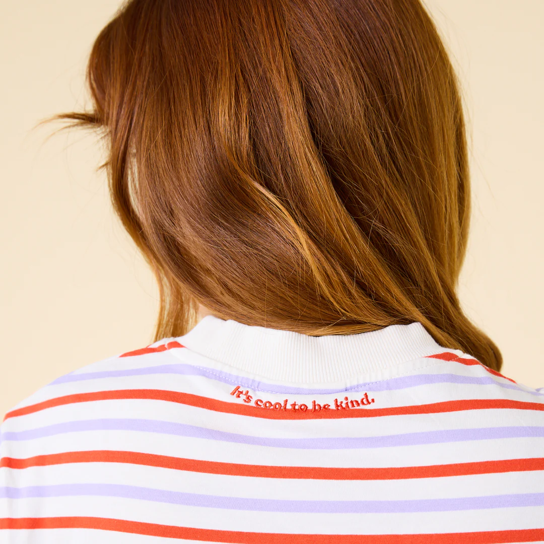 T-Shirt Gestreift aus Bio-Baumwolle • Rot/Lila/Weiß – Bild 3