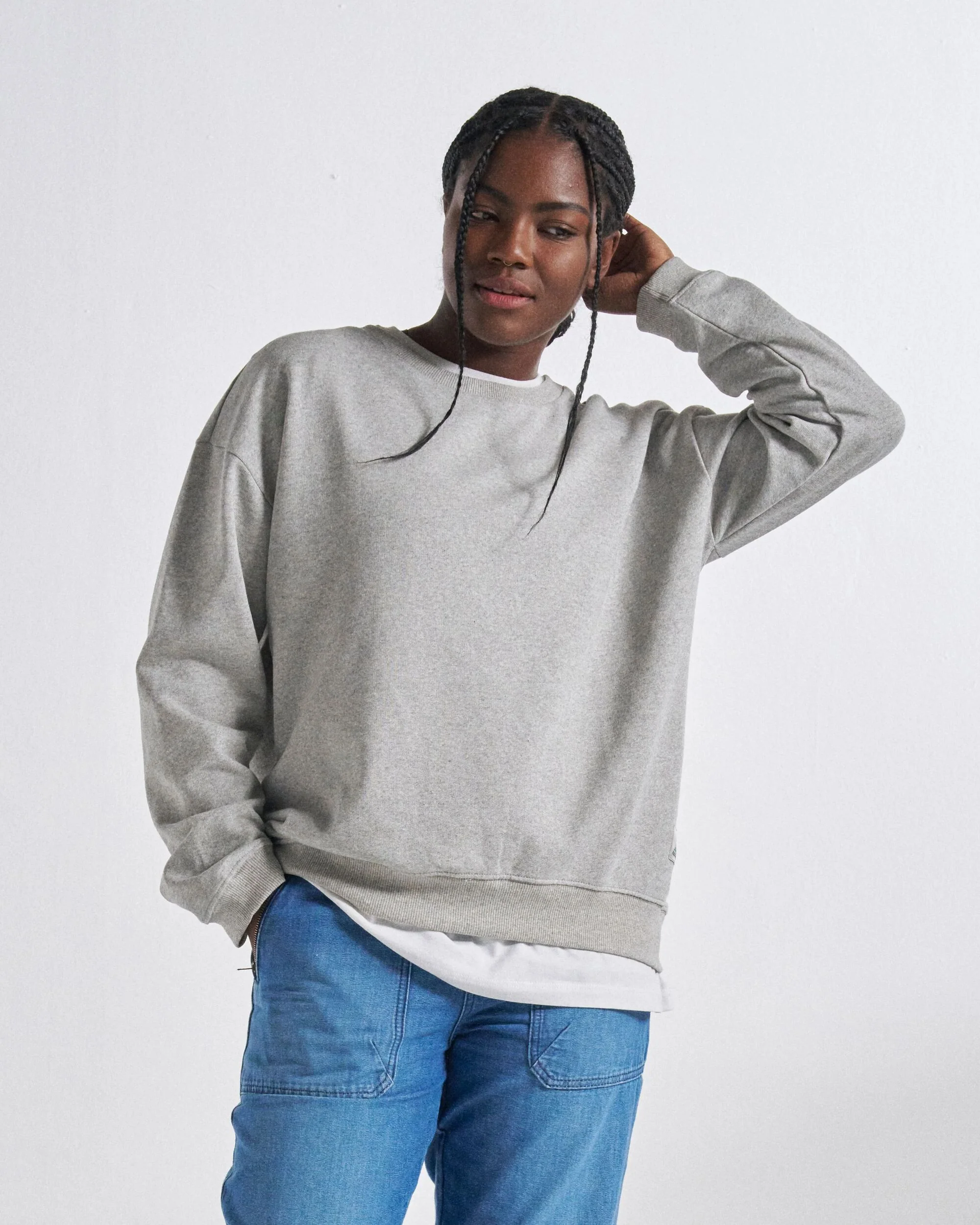 Heritage Baumwoll-Sweatshirt Damen - Mittelgrau Meliert – Bild 8