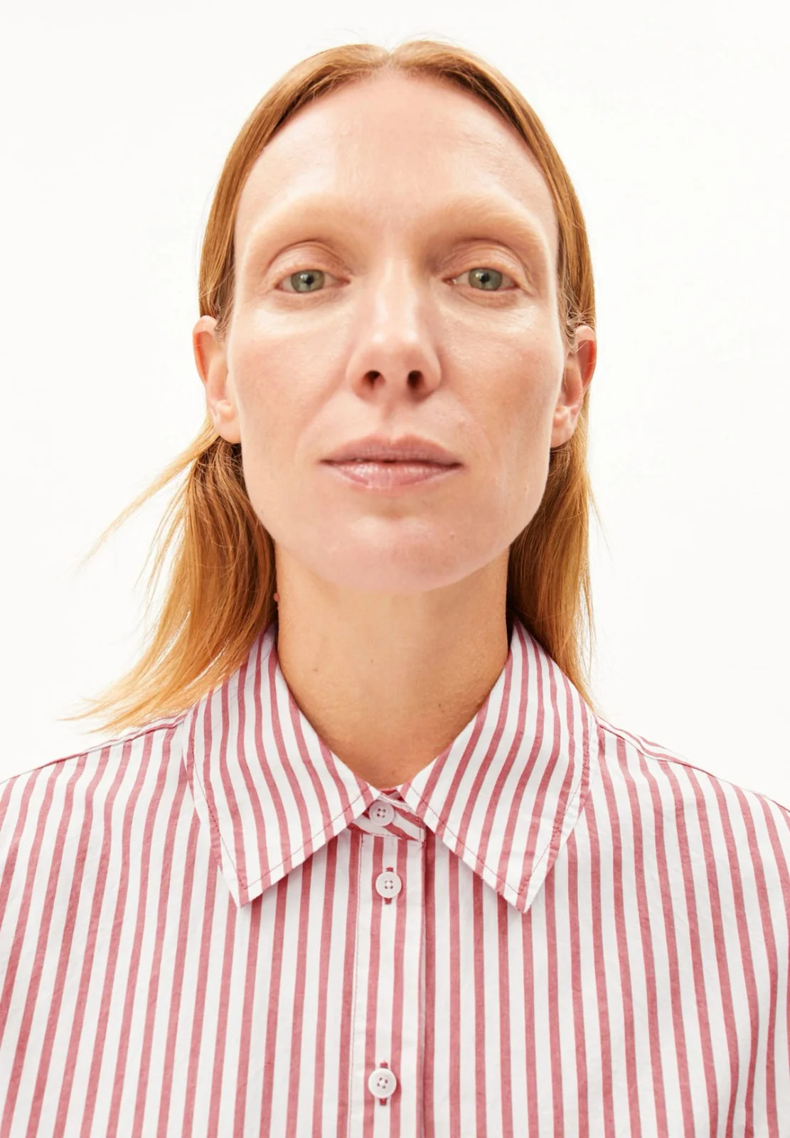 Gestreifte Loose Fit Bluse • oatmilk-mars red – Bild 5