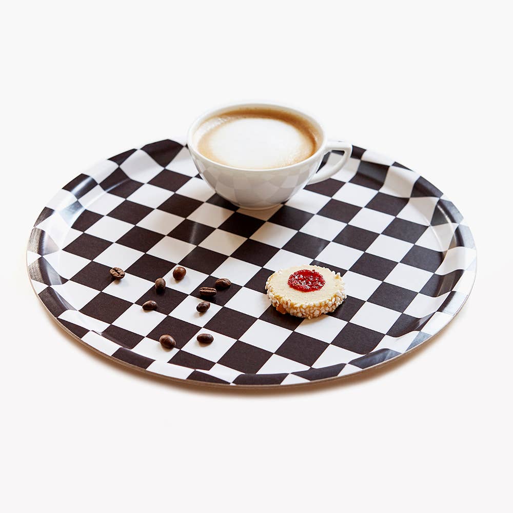 CHECKER Rundes Serviertablett (⌀ 31 cm) • Espresso/Creme – Bild 3