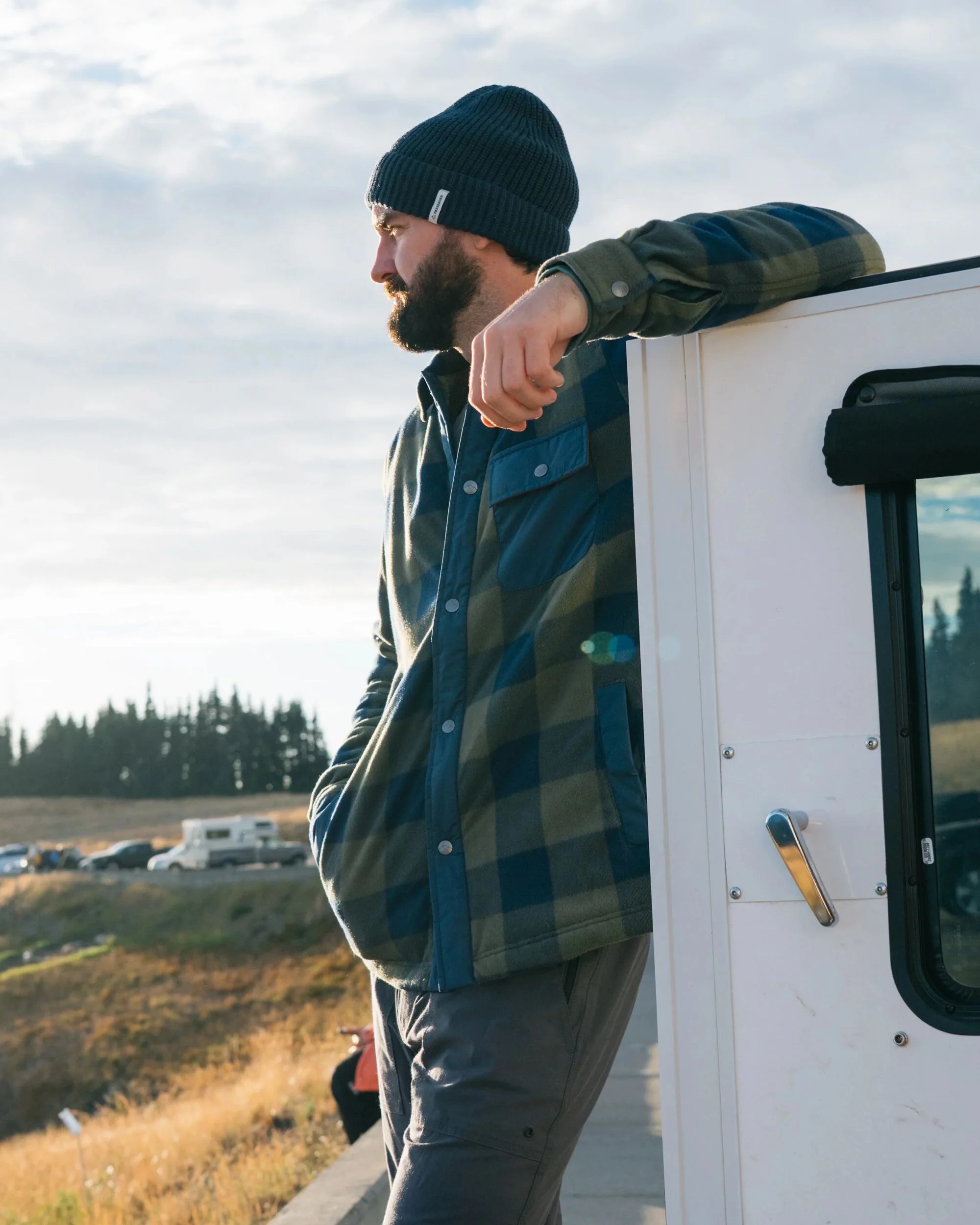 Firelight Sherpa Gefüttertes Überhemd - Staubiges Oliv/Dark Denim Kariert – Bild 5