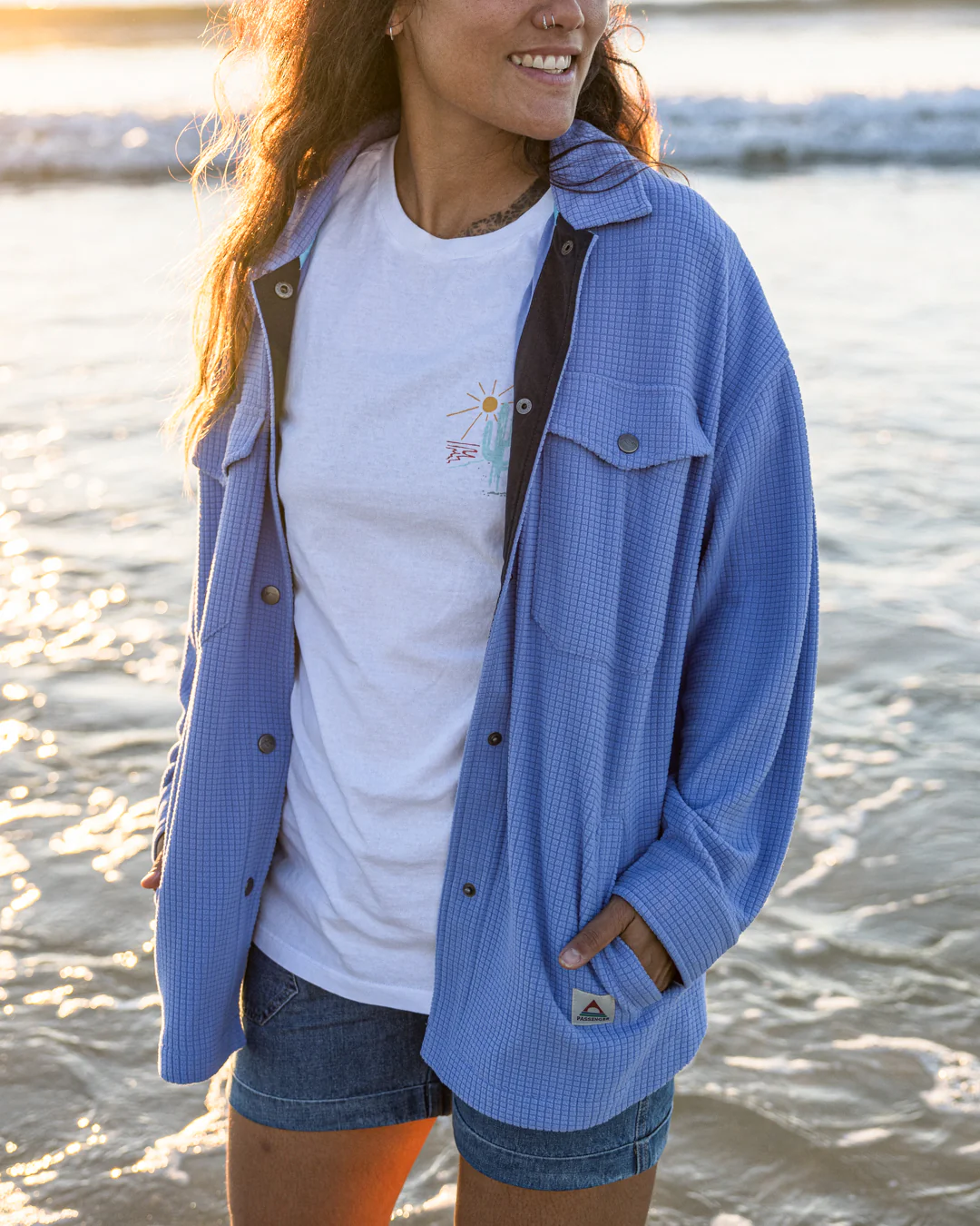 Iguazu Gitter Polarfleece Hemd - Baja-Blau – Bild 4