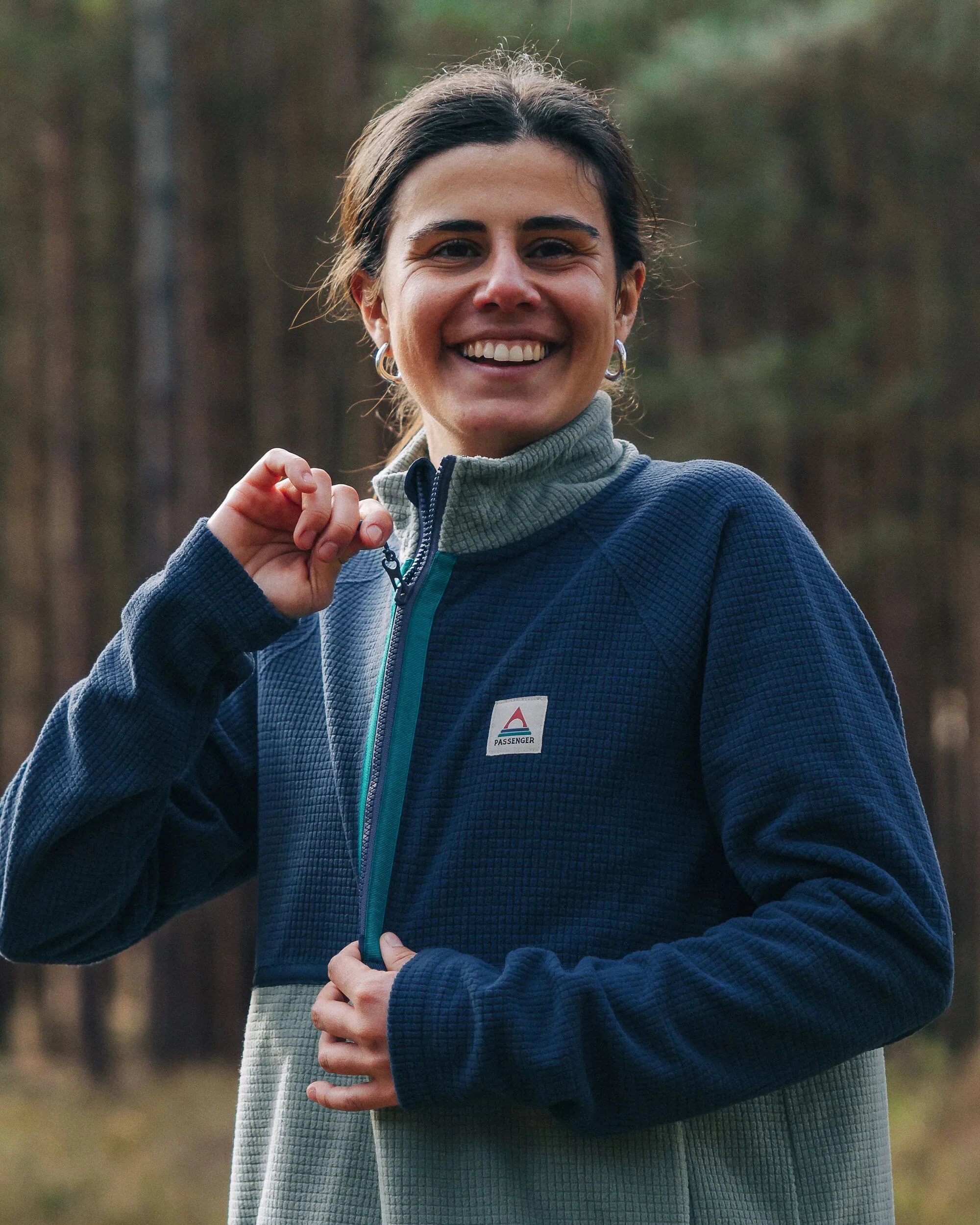 Off Trail Gitter-Polarfleece - Pistazie/Dunkelblau – Bild 4