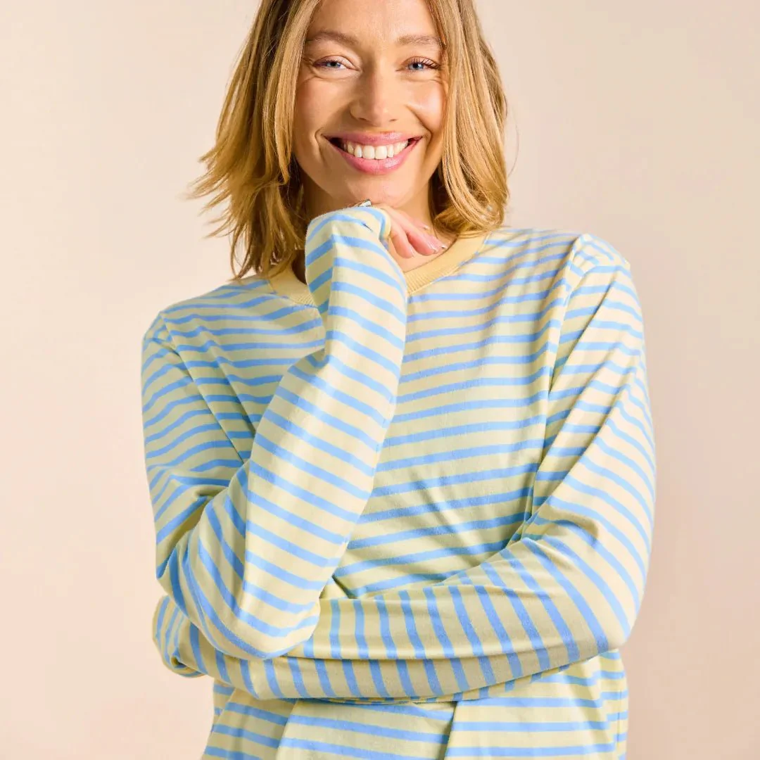 Langarmshirt Gestreift aus Bio-Baumwolle • Gelb/Hellblau – Bild 3