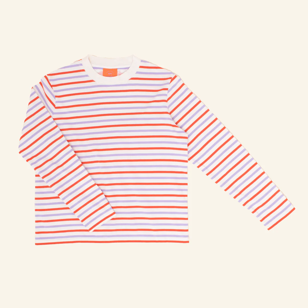 Langarmshirt Gestreift aus Bio-Baumwolle • Lila/Rot/Weiß – Bild 3