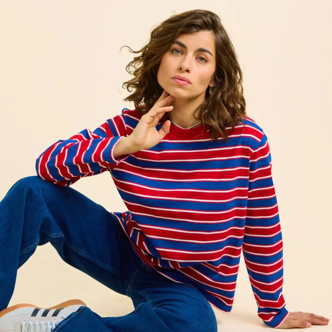 Langarmshirt Gestreift aus Bio-Baumwolle • Rot/Blau – Bild 3