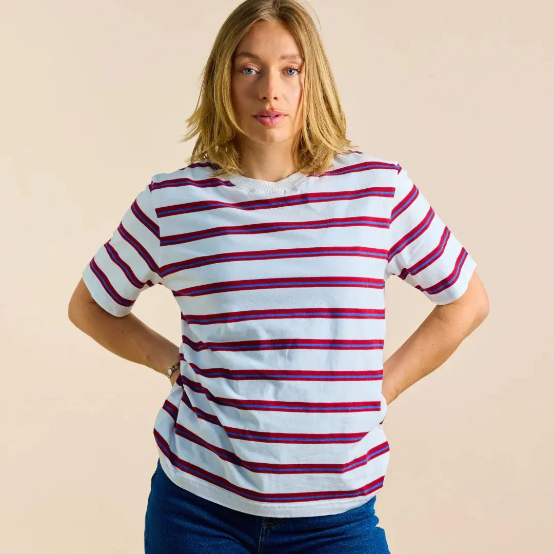 T-Shirt Gestreift aus Bio-Baumwolle • Königsblau/Rot – Bild 4