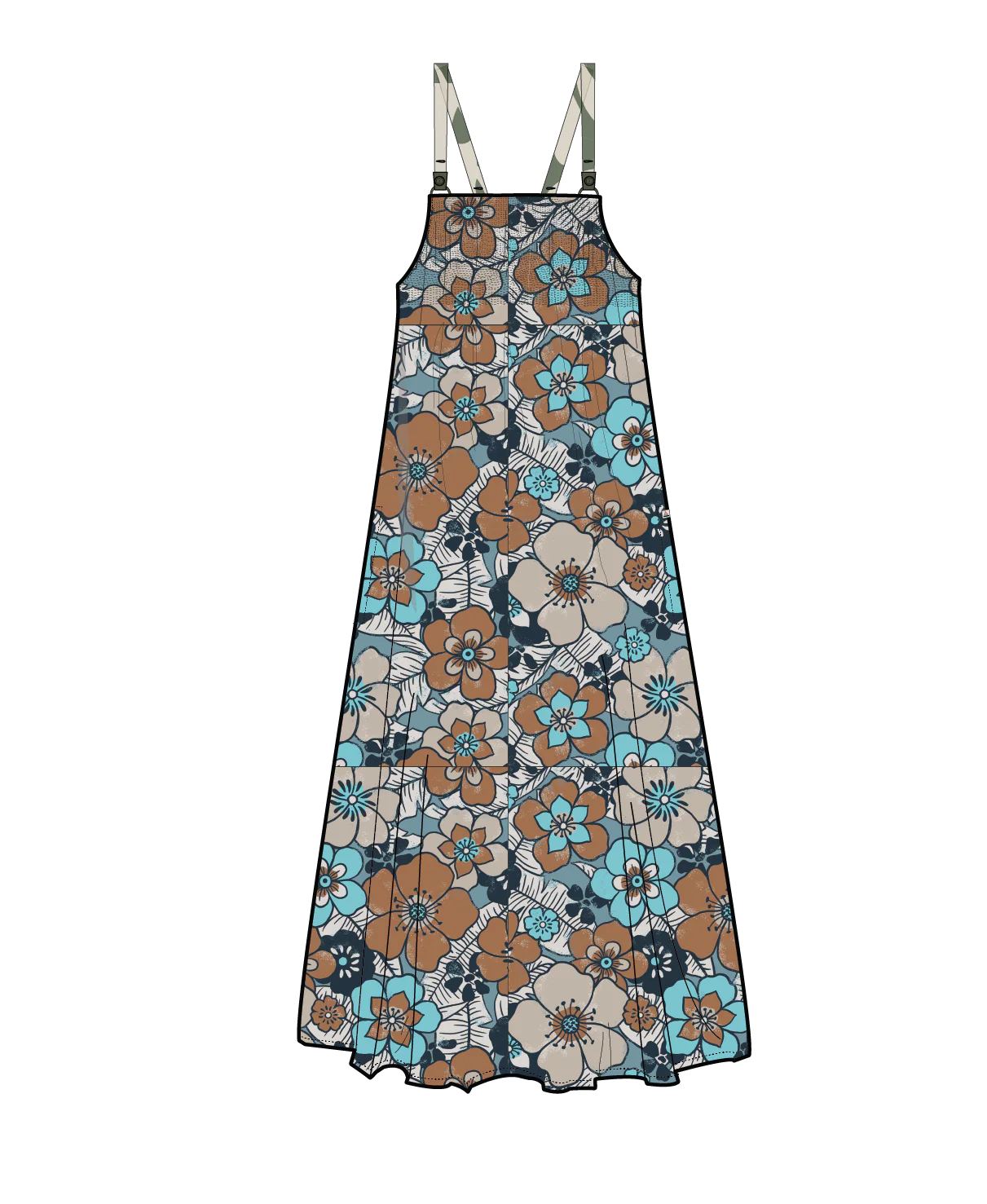Soleis Gewebtes Maxi-Kleid - Vintage Blumen Aqua – Bild 6