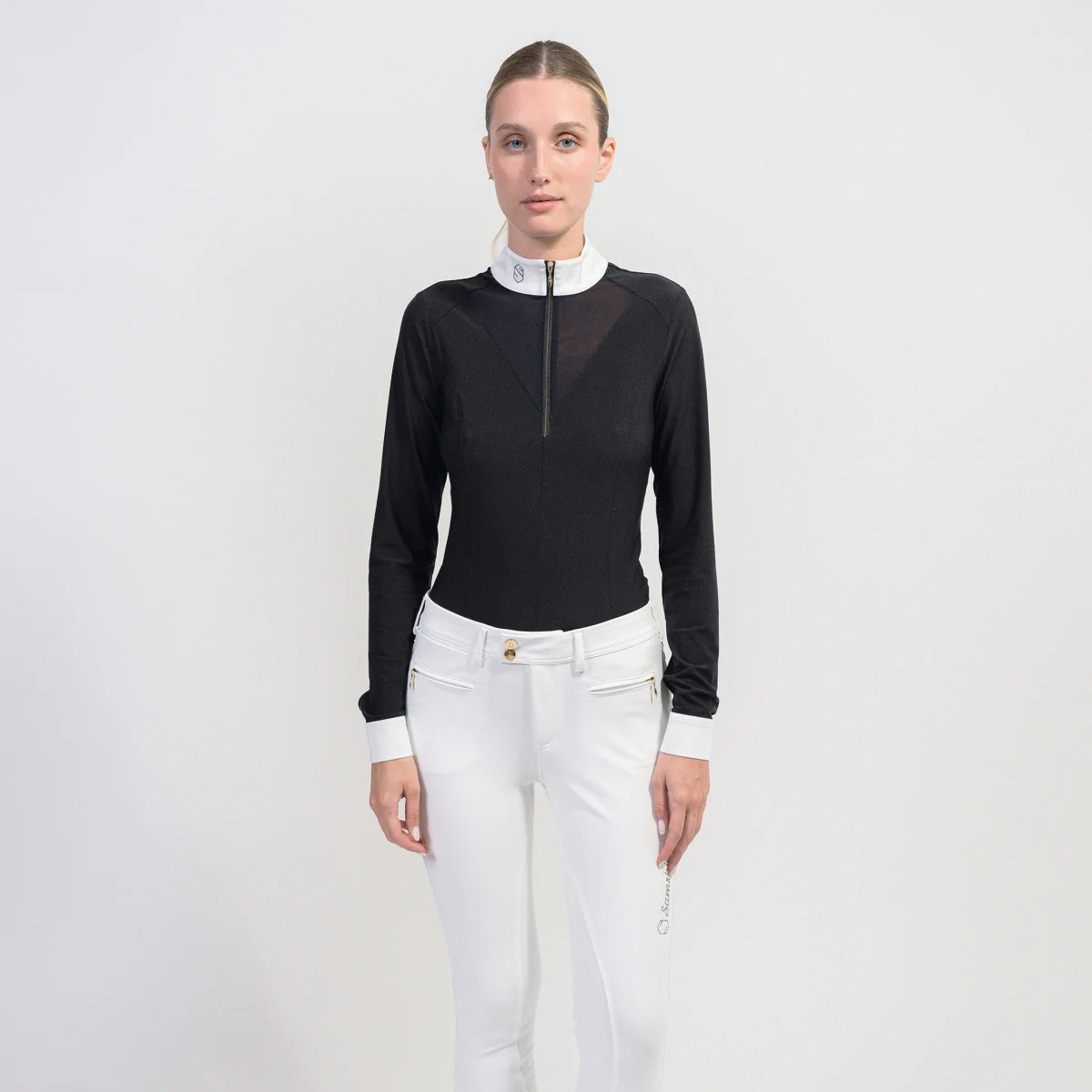 Samshield Damen Langarmshirt Jordana - weiß ton in ton & schwarz/champagne – Bild 3